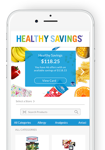 Healthy Savings mobile app screen